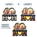 Gift For Mother,Love - Young Mother Daughter Son We Love You Mom 3D Cartoon - Personalized Custom Shaped Car Visor Clip