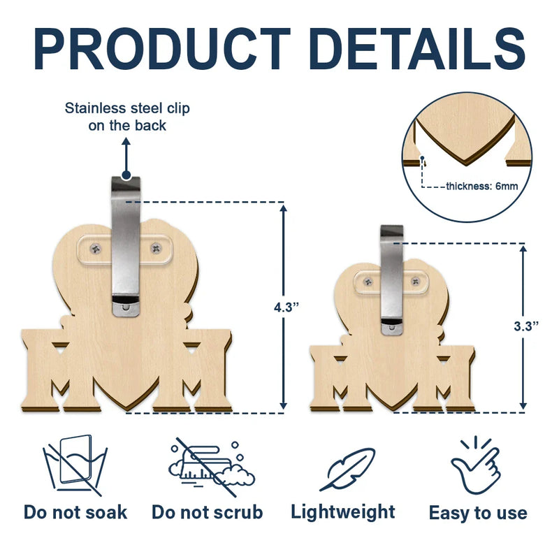 Gift For Mother,Love - Young Mother Daughter Son We Love You Mom 3D Cartoon - Personalized Custom Shaped Car Visor Clip