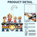 Gift For Mother - Young Mother Daughter Son We Love You Mom 3D Cartoon - Personalized Acrylic Car Hanger
