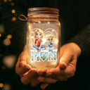 Gift For Mother, Love - Young Mother Daughter Son We Love You Mom 3D Cartoon - Personalized Mason Jar Light