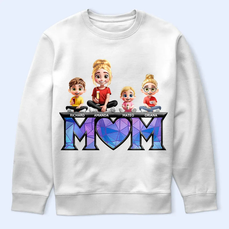 Gift For Mother, Love - Young Mother Daughter Son We Love You Mom 3D Cartoon - Personalized T Shirt