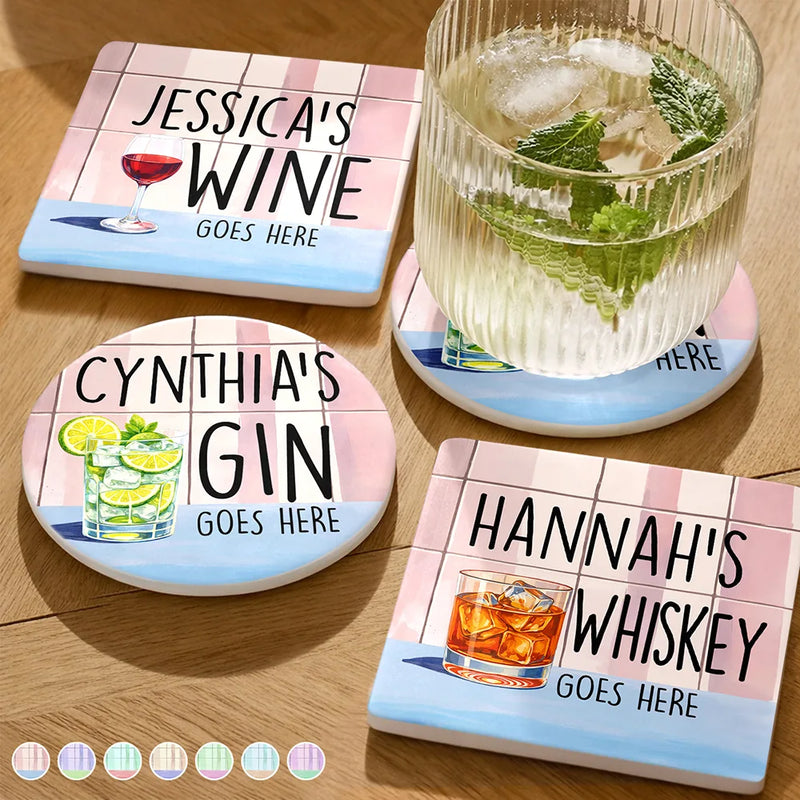 Gift For Mother,Gift For Daughter,Gift For Sisters,Funny - Your Drink Here Mother Daughter Sister - Personalized Ceramic Coaster