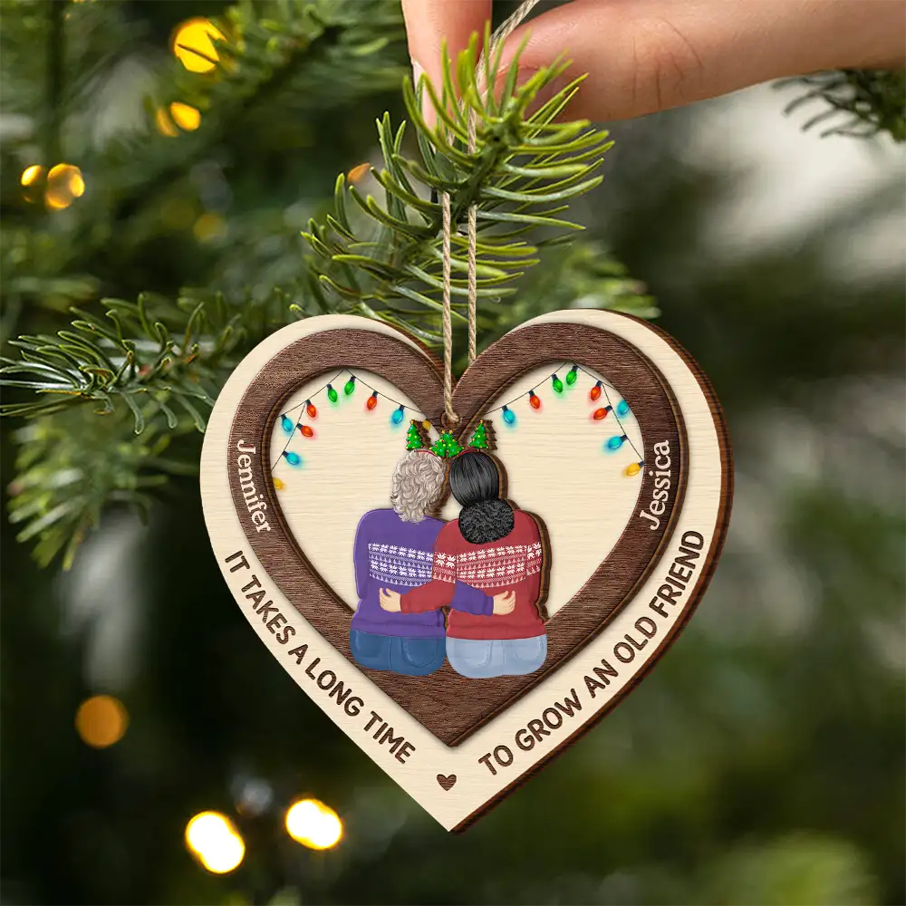Gift For Bestie,Old Best friends,Love,Christmas - Your Heart And My Heart - Personalized 2-Layered Wooden Ornament