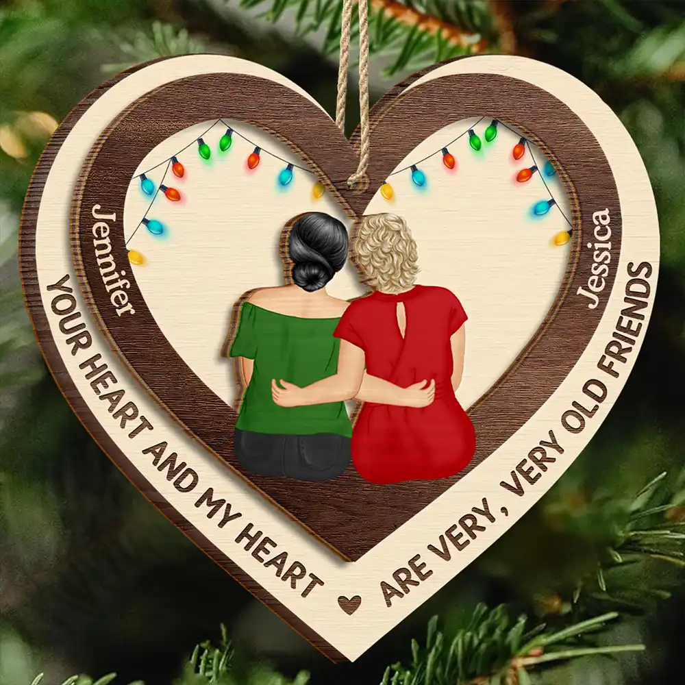 Your Heart And My Heart - Personalized 2-Layered Wooden Ornament
