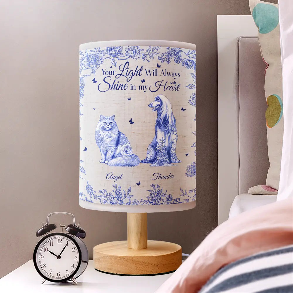 Love, Dog Lovers, Pet Lovers, Cat Lovers, Memorial - Your Light Will Always Shine In My Heart Memorial Dog Cat - Personalized Fabric Lamp