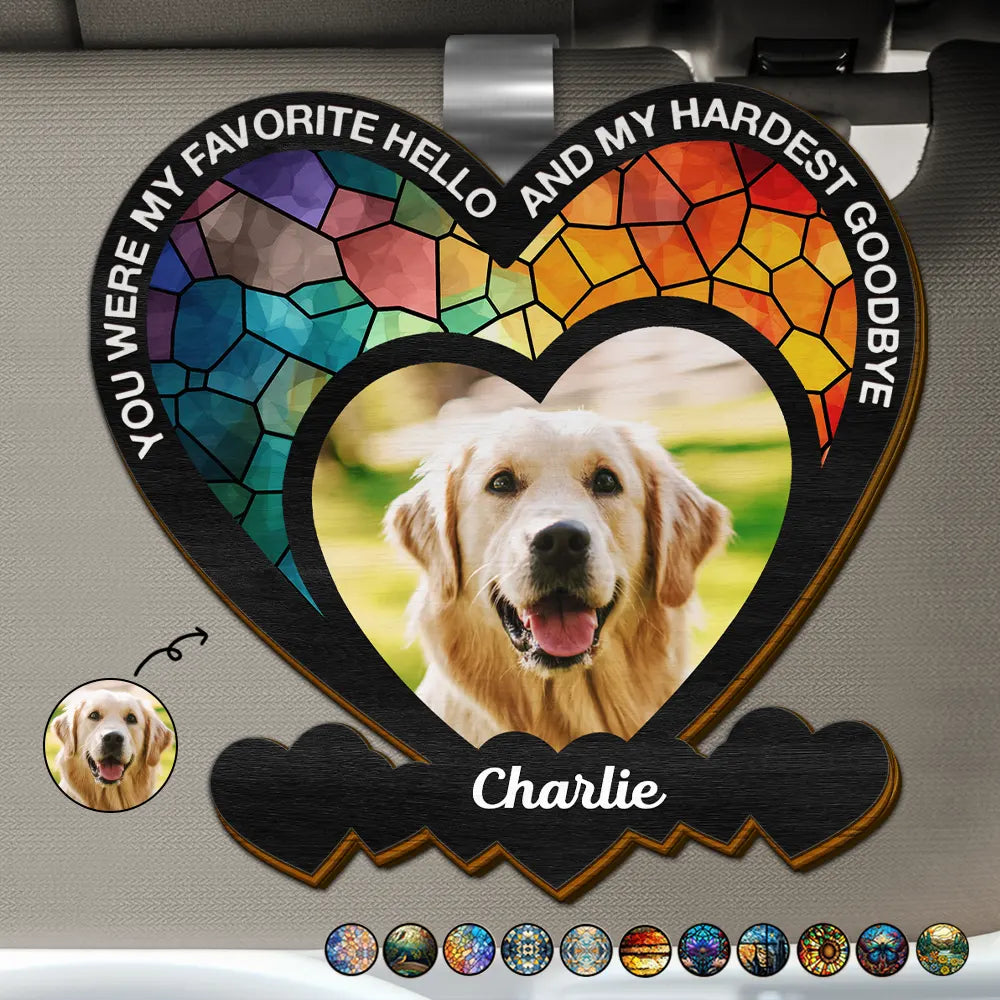 Custom Photo Your Were My Favorite Hello Dog Memorial - Personalized Custom Shaped Car Visor Clip