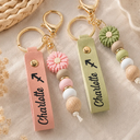 Gift For Yourself,Gift For Women,Adorable,Icon- Zodiac Signs With Name - Personalized Leather Beaded Keychain