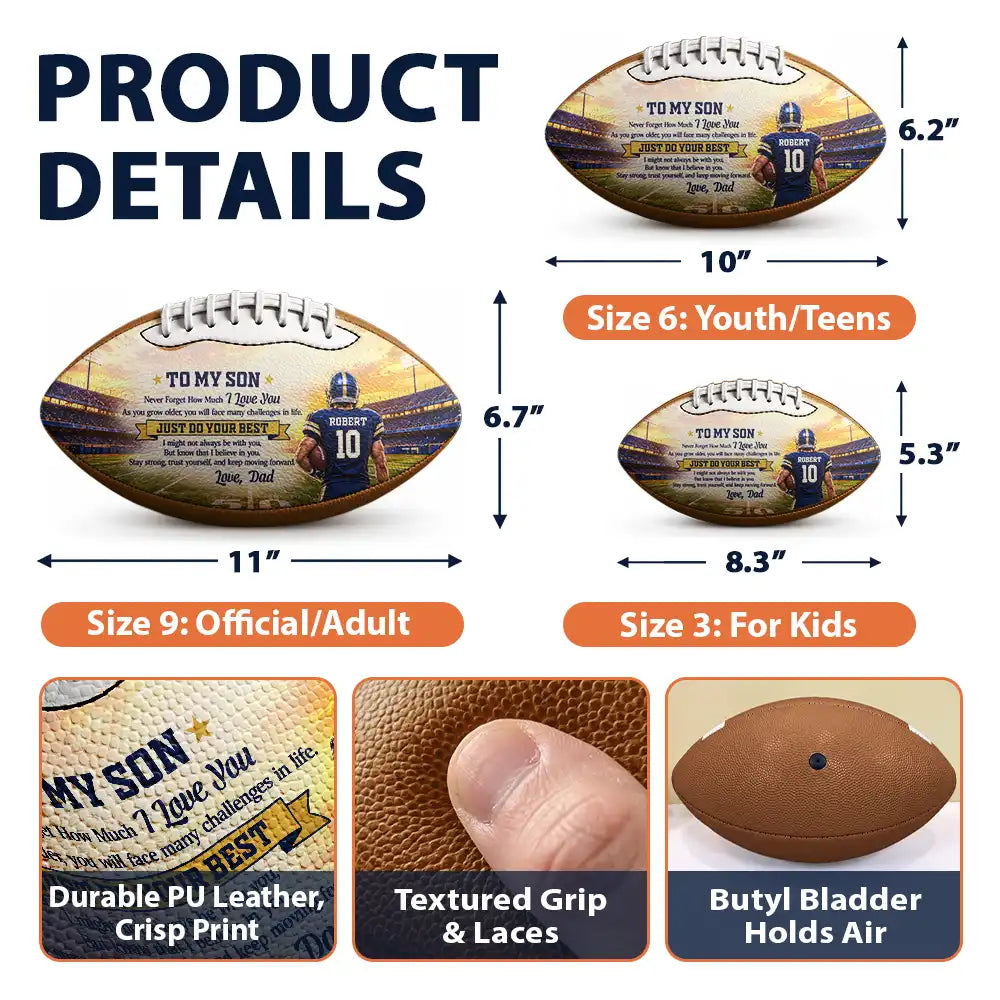 Football,Gift For Grandma,Gifts For Her,Grandma - Grandson,Icon,Sentimental,Top Market - Football Birthday Gift For Grandson - Personalized I Believe In You Leather Football