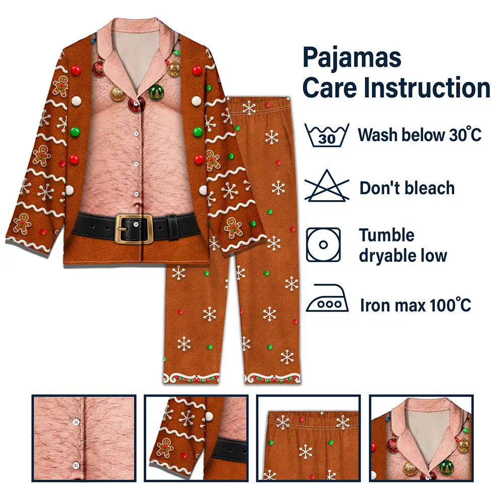 Christmas,Humorous,Gifts For Him,Gift For Men,Gift For Yourself,Icon - Funny Hairy Muscle Body Christmas Gift For Husband - Personalized Long Pajamas Set