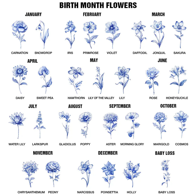 Sentimental,Gift For Children,Gift For Daughter,Wedding,Icon,Custom Text - Birth Flower Toile Blue Wedding Bridal To Daughter Granddaughter - Personalized Handkerchief
