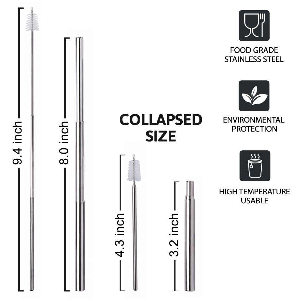 Reusable Steel Drinking Straw In Metallic Color In Metal Cup