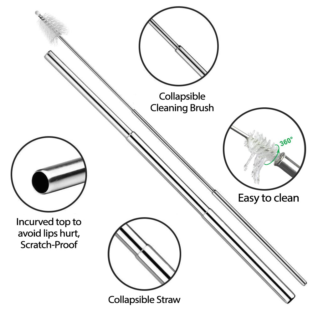 Collapsible Reusable Drinking Straws Collapsible Straw with Cleaner