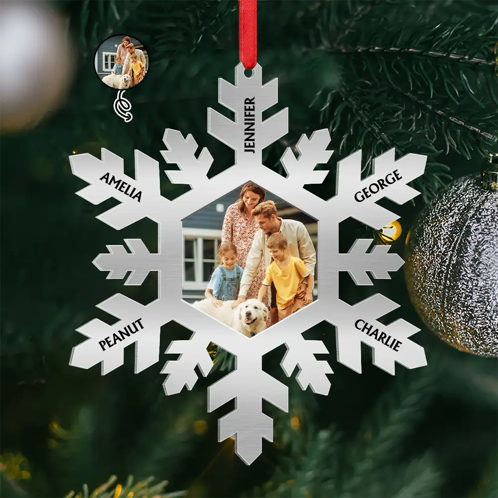 Custom Photo Snowflake For Family, Bestie, Pet Lover - Personalized Metal Ornament