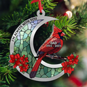 Family,Memorial,Christmas,Love - Memorial Cardinal Stained Glass Moon - Personalized Metal Ornament