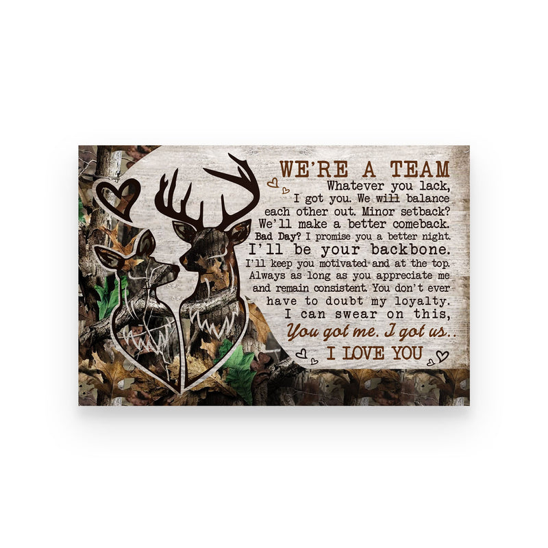 Personalized Deer Couple Camo We're A Team Poster
