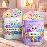 Christmas,Gift For Kids,Icon,Playful - Gift For Kids Squishy Lovers - Personalized Name Squishy Collection Storage Basket