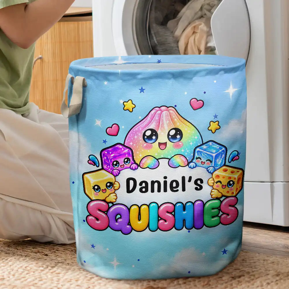 Christmas,Gift For Kids,Icon,Playful - Gift For Kids Squishy Lovers - Personalized Name Squishy Collection Storage Basket