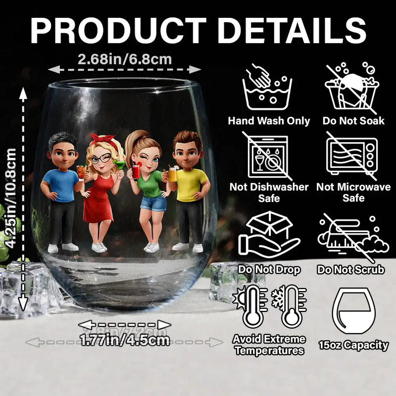 Gift For Bestie,Gifts For Colleagues,Gift For Sisters,Gift For Sibling,Happy - Thank You For Being My Unpaid Therapist Bestie Sibling - Personalized Stemless Wine Glass