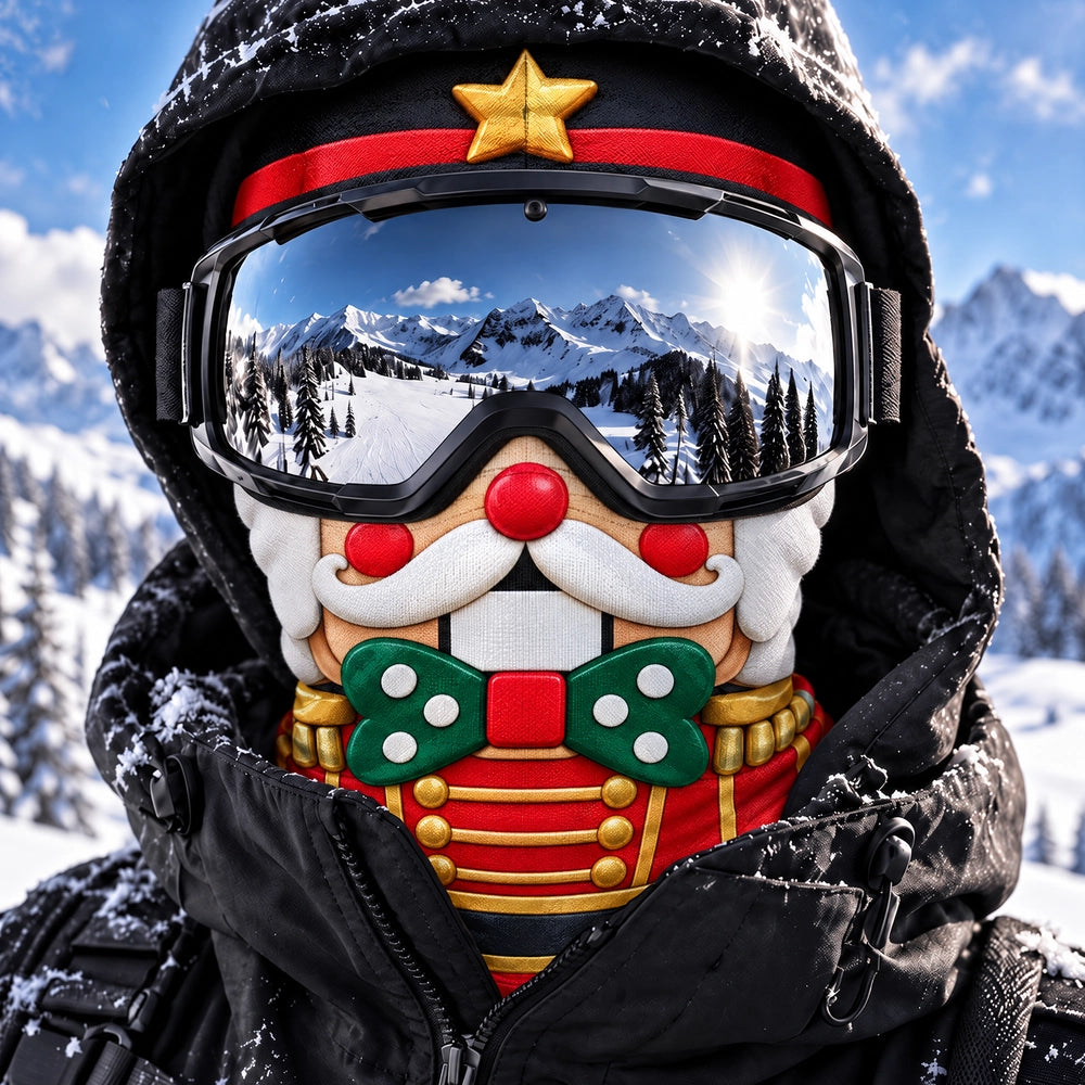 Christmas, Humorous, Icon, Skiing, Top Market - Winter Skiing Gag Gift For Friends, Family Matching Gear - Personalized 3D Realistic Christmas Funny Face Balaclava Face Mask