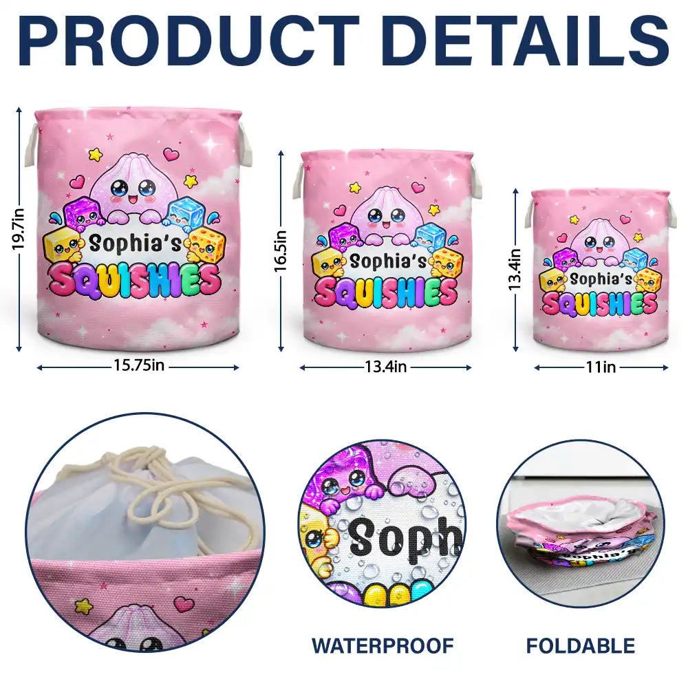 Christmas,Gift For Kids,Icon,Playful - Gift For Kids Squishy Lovers - Personalized Name Squishy Collection Storage Basket