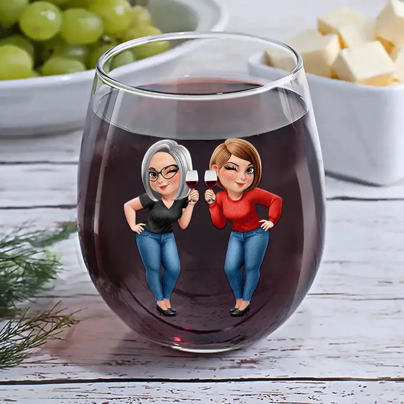 Gift For Bestie,Gifts For Colleagues,Gift For Sisters,Gift For Sibling,Happy - Thank You For Being My Unpaid Therapist Bestie Sibling - Personalized Stemless Wine Glass