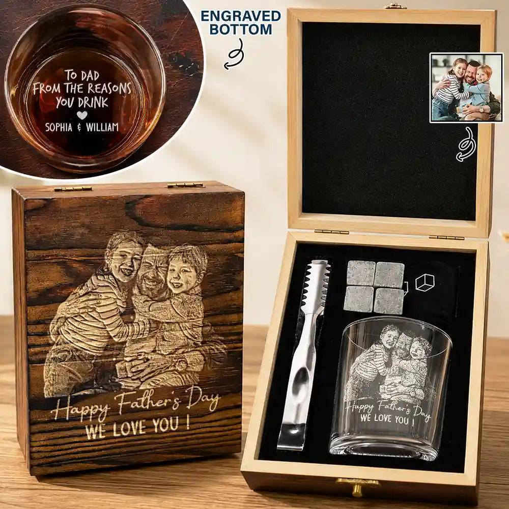 Custom Photo White Pencil Sketch Art From The Reason You Drink - Personalized Whiskey Glass