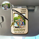 Gift For Husband,Gift For Men,Gift For Father,Gift For Grandpa,Fishing,Dad's Hobby,Grandpa's Hobby,Non-Eng,Photo - Watercolor (with BG),Humorous - Custom Photo Watercolor Painting I Hooked The Best Daddy Fishing Father - Personalized Custom Shaped Car Visor Clip