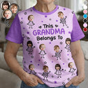 Gift For Grandma,Gift For Mother,Love,Stick Figure - Custom Photo This Grandpa Grandma Dad Mom Belongs To Kids Pet - Personalized Full Print T Shirt