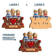 Gift For Mother,Mom - Children,Happ - Mother & Children Forever Linked Together - Personalized Custom Shaped 2-Layered Wooden Plaque