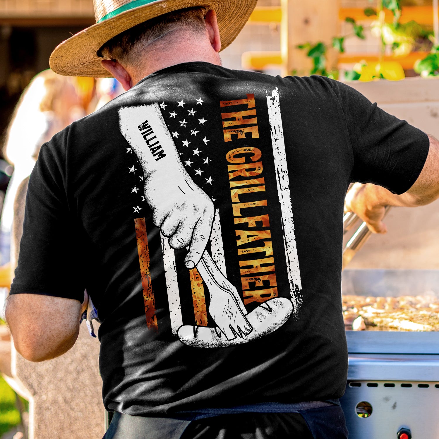The Grillfather - Personalized Back Printed T Shirt