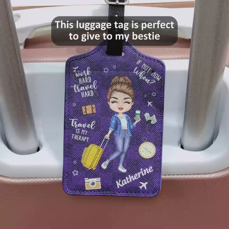 Travel Is My Therapy - Gift For Travellers, Travelling Lovers, Him, Her - Personalized Luggage Tag