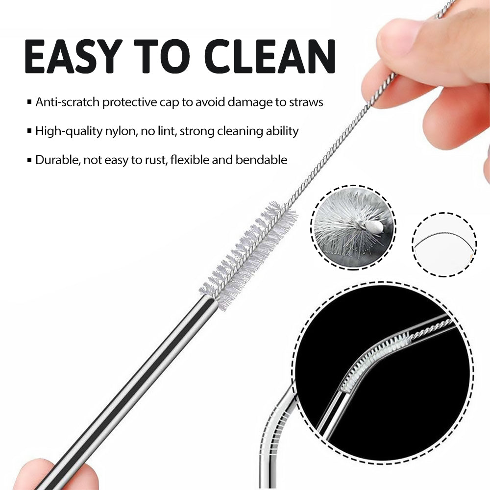 20 Long Reusable Hard Plastic Drinking Straws, Medium Width + Sturdy  Cleaning Br