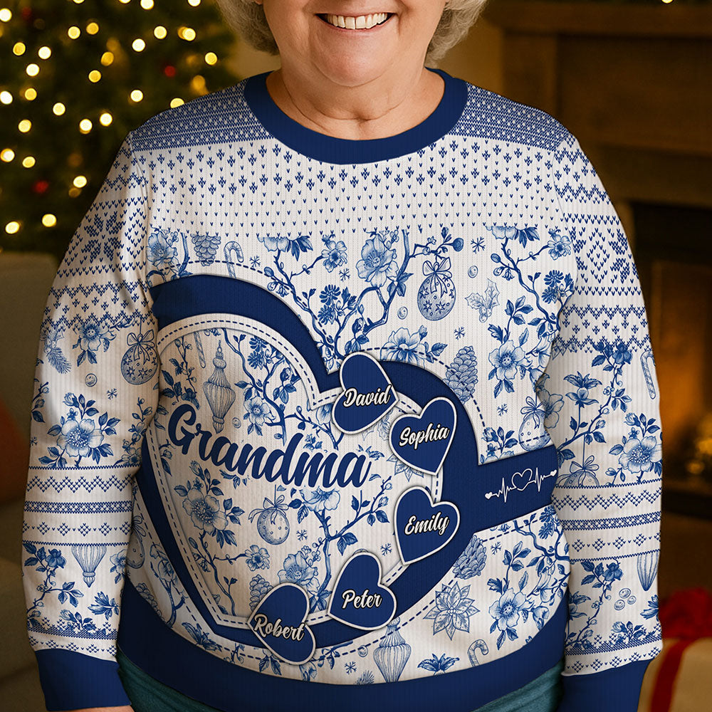 Grand-mère Maman Toile de Jouy - Pull moche unisexe personnalisé 
