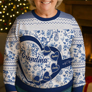 Grand-mère Maman Toile de Jouy - Pull moche unisexe personnalisé 