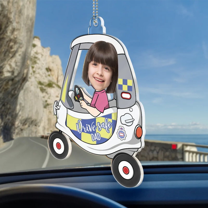 Custom Photo, Gift For Father, Funny - Custom Photo Drive Safe Dad Grandad - Personalised Acrylic Car Hanger