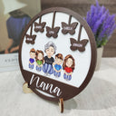 Grand-mère, maman, petits-enfants, papillons - Cadeau pour maman, grand-mère - Plaque en bois personnalisée à 2 couches avec support 