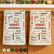 Christmas,Custom Text,Gift For Grandma,Gifts For Her,Happy - Christmas Gift For Grandma Nana - Personalized Kids Names Kitchen Towel