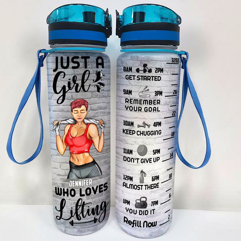 Personalized Water Bottle Fitness Tumbler Gym Water Bottle Just a Girl With  Goals Motivational Bottle Custom Water Bottle Tracker 