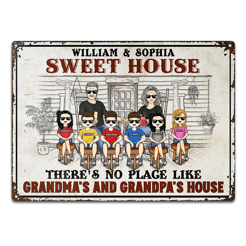 There's No Place Like Grandma's And Grandpa's House - Grandparent Gift - Personalized Custom Classic Metal Signs