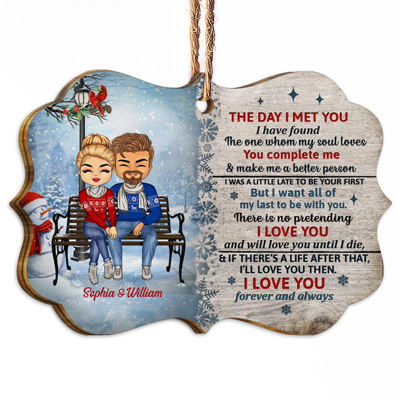 Christmas Couple The Day I Met You - Christmas Gift For Couple Husband And Wife - Personalized Wooden Ornament