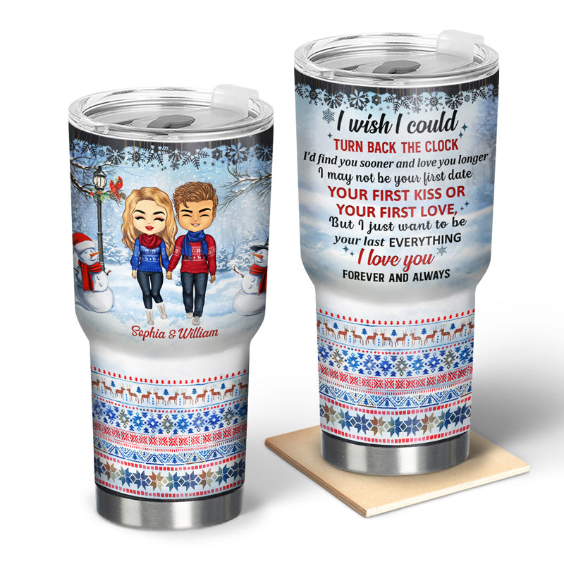 Christmas Family Couple I Wish I Could Turn Back The Clock - Christmas Gift For Couple Husband And Wife - Personalized Custom 30 Oz Tumbler