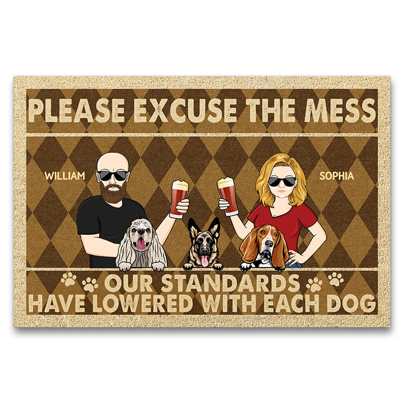 Please Excuse The Mess Our Standards Have Lowered With Each Dog Couple Husband Wife - Gift For Dog Lovers - Personalized Custom Doormat