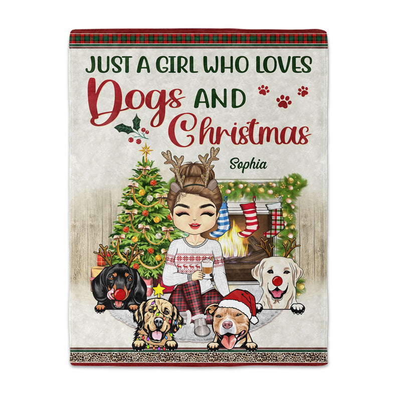 Just A Girl Boy Who Loves Dogs Cats And Christmas - Christmas Gift For Dog Lovers And Cat Lovers - Personalized Custom Fleece Blanket