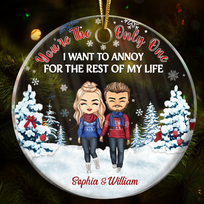 Christmas Couple You're The Only One Husband And Wife - Christmas Gift For Couples - Personalized Custom Circle Acrylic Ornament
