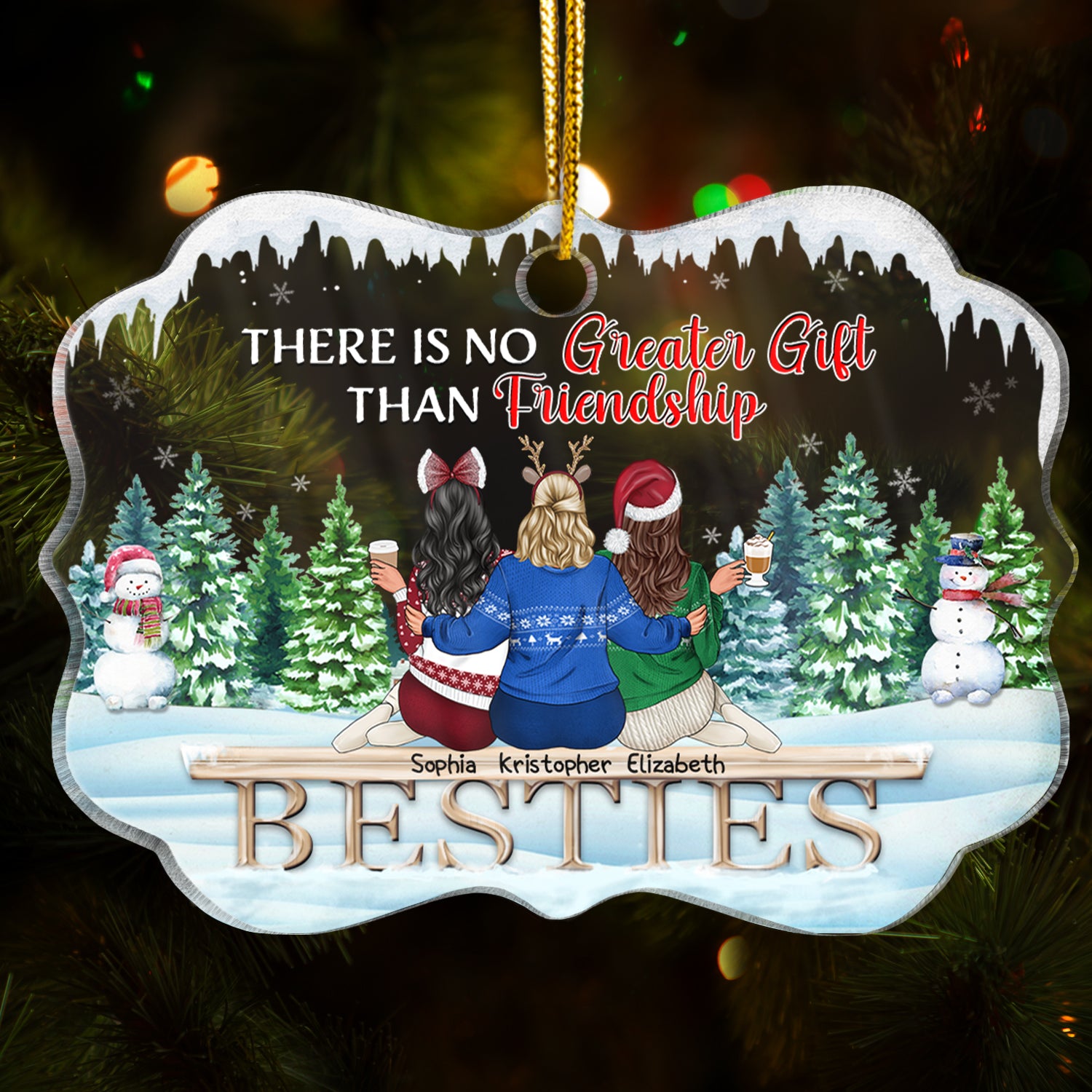 Best Friends There Is No Greater Gift Than Friendship - Christmas Gift For BFF - Personalized Custom Medallion Acrylic Ornament