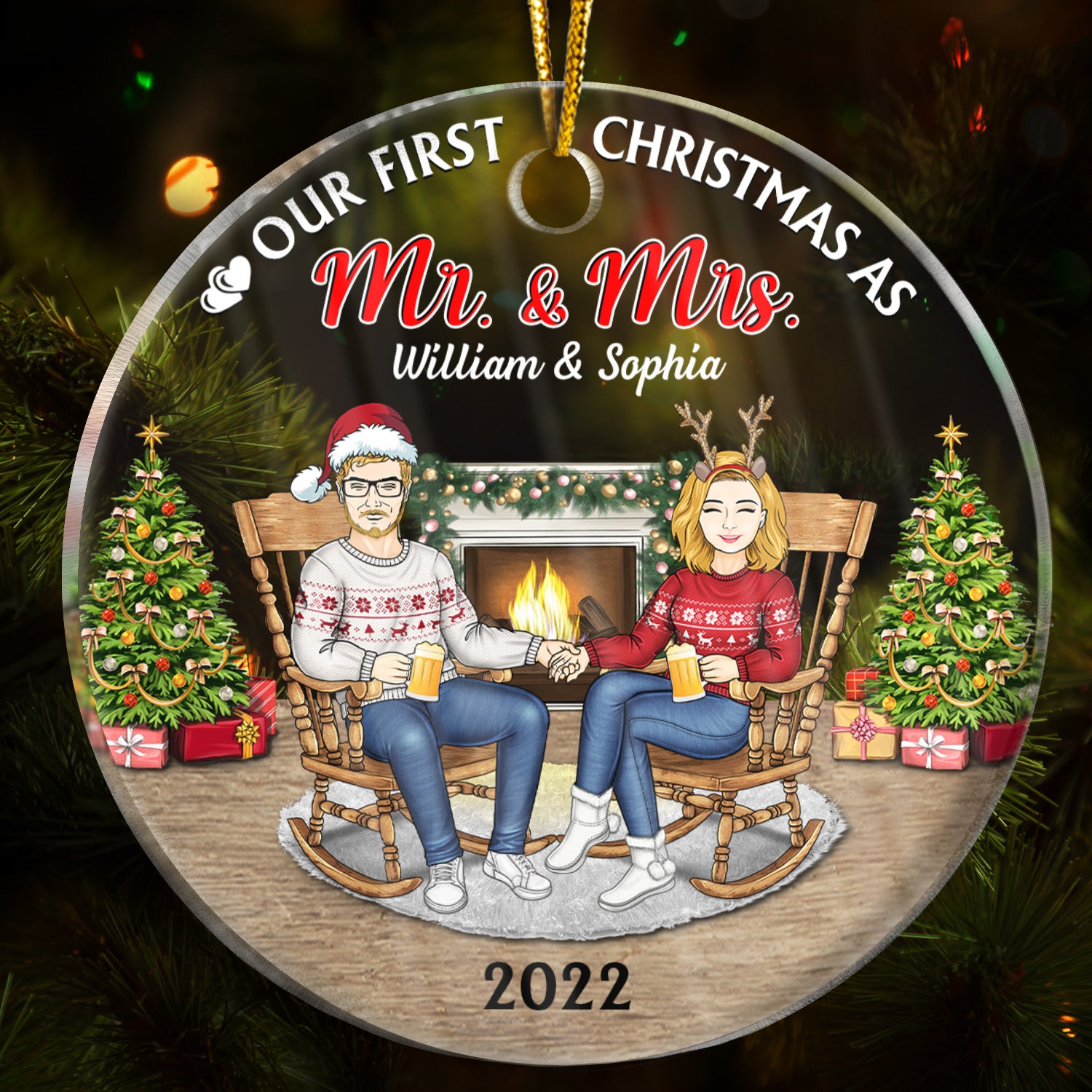 Christmas Family Couple Our First Christmas Together - Gift For Couples - Personalized Custom Circle Acrylic Ornament