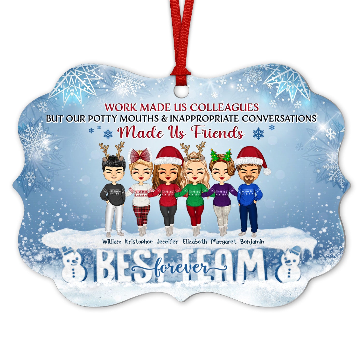 Work Made Us Colleagues But Our Potty Mouths - Christmas Gift For Co-worker And BFF - Personalized Custom Aluminum Ornament