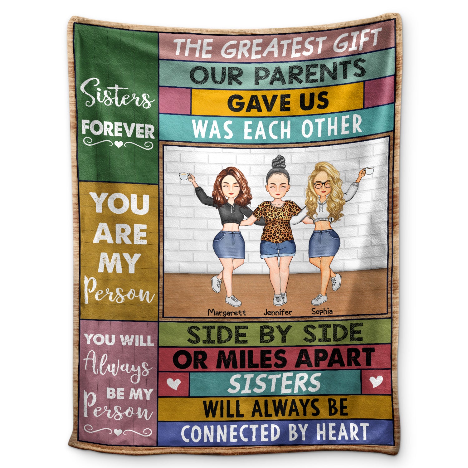 Side By Side Or Miles Apart Sisters And Brothers - Gift For Siblings And Family - Personalized Custom Fleece Blanket