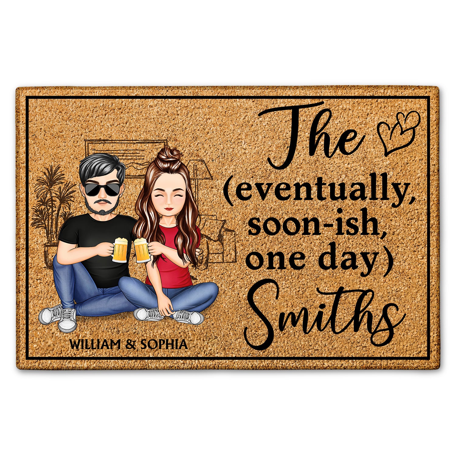 The Eventually Soon-ish One Day Family - Anniversary, Birthday, Home Decor Gift For Spouse, Lover, Husband, Wife, Boyfriend, Girlfriend, Couple - Personalized Custom Doormat