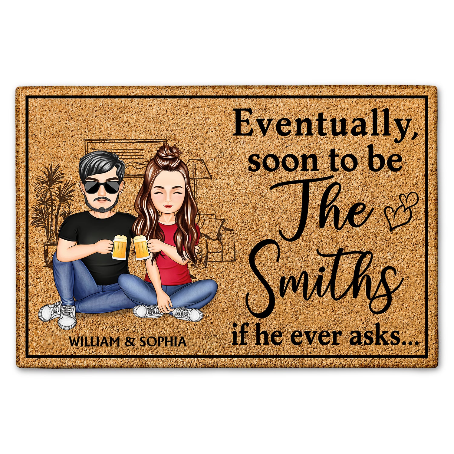 Eventually Soon To Be Family If He Ever Asks - Anniversary, Birthday, Home Decor Gift For Spouse, Lover, Husband, Wife, Boyfriend, Girlfriend, Couple - Personalized Custom Doormat